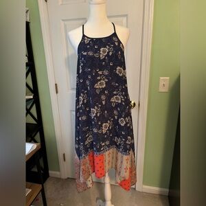 Maurices Navy Floral Dress with Cream Accents